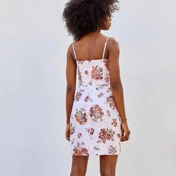 Floral print mini linen dress - Picture 10 of 16